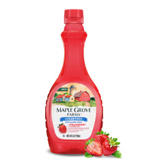Creamy yogurt topped with Maple Grove Farms sugar-free strawberry syrup