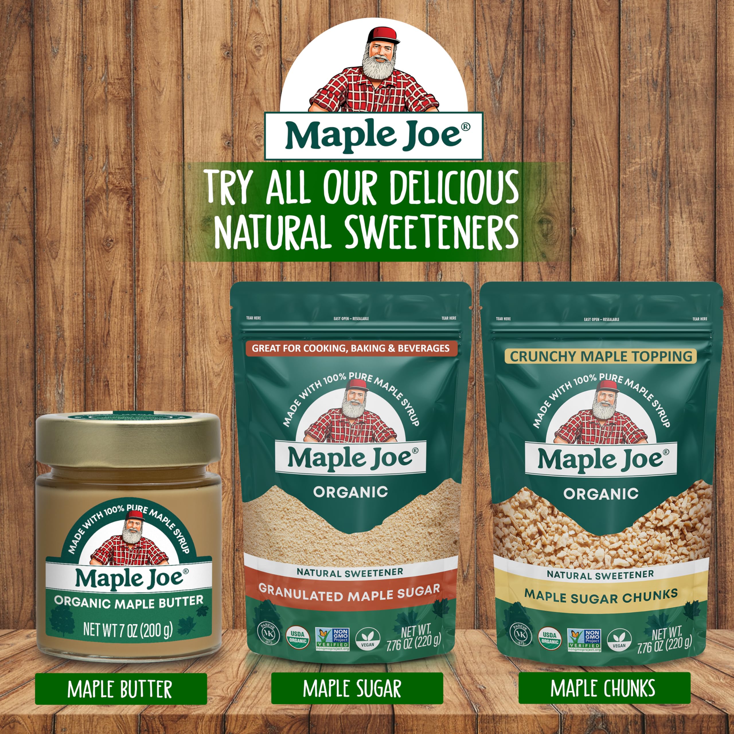 Eco-friendly glass jar packaging of Maple Joe maple butter spread