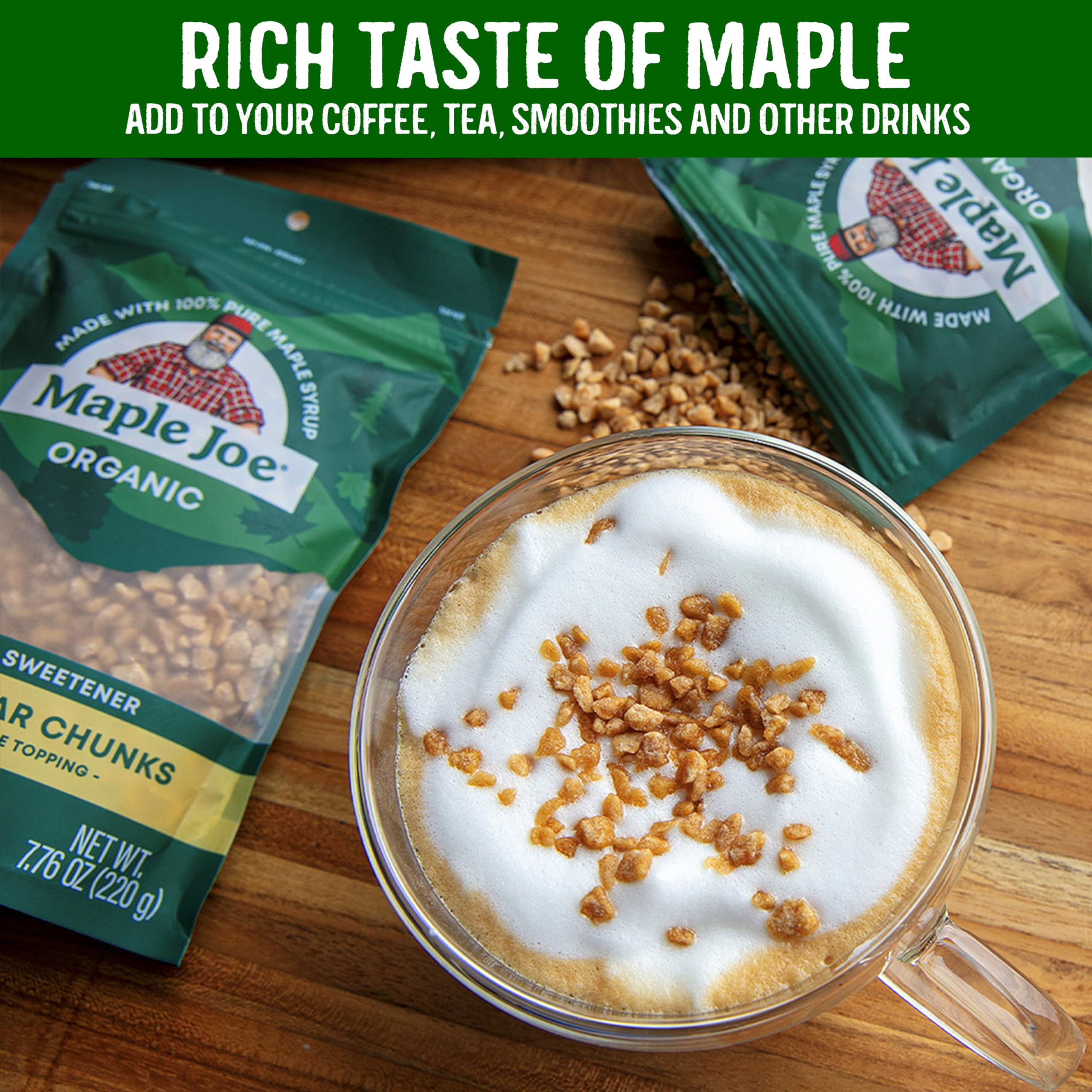Maple Joe maple sugar chips in yogurt bowls