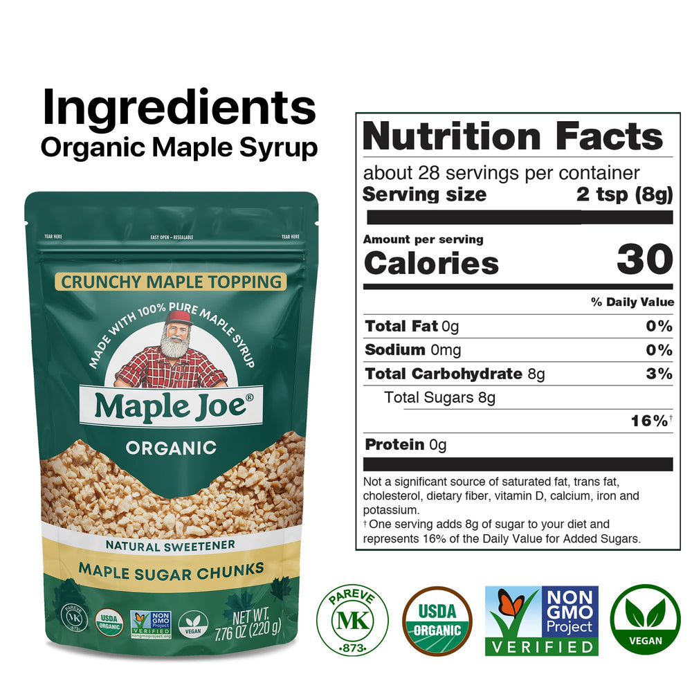 Maple Joe maple sugar flakes on coffee for natural sweetness