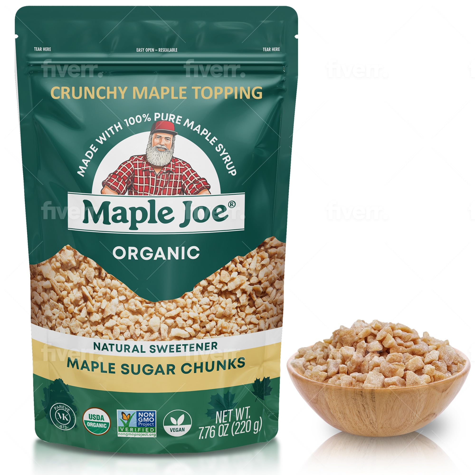 Maple Joe maple sugar sprinkles in a jar for dessert toppings