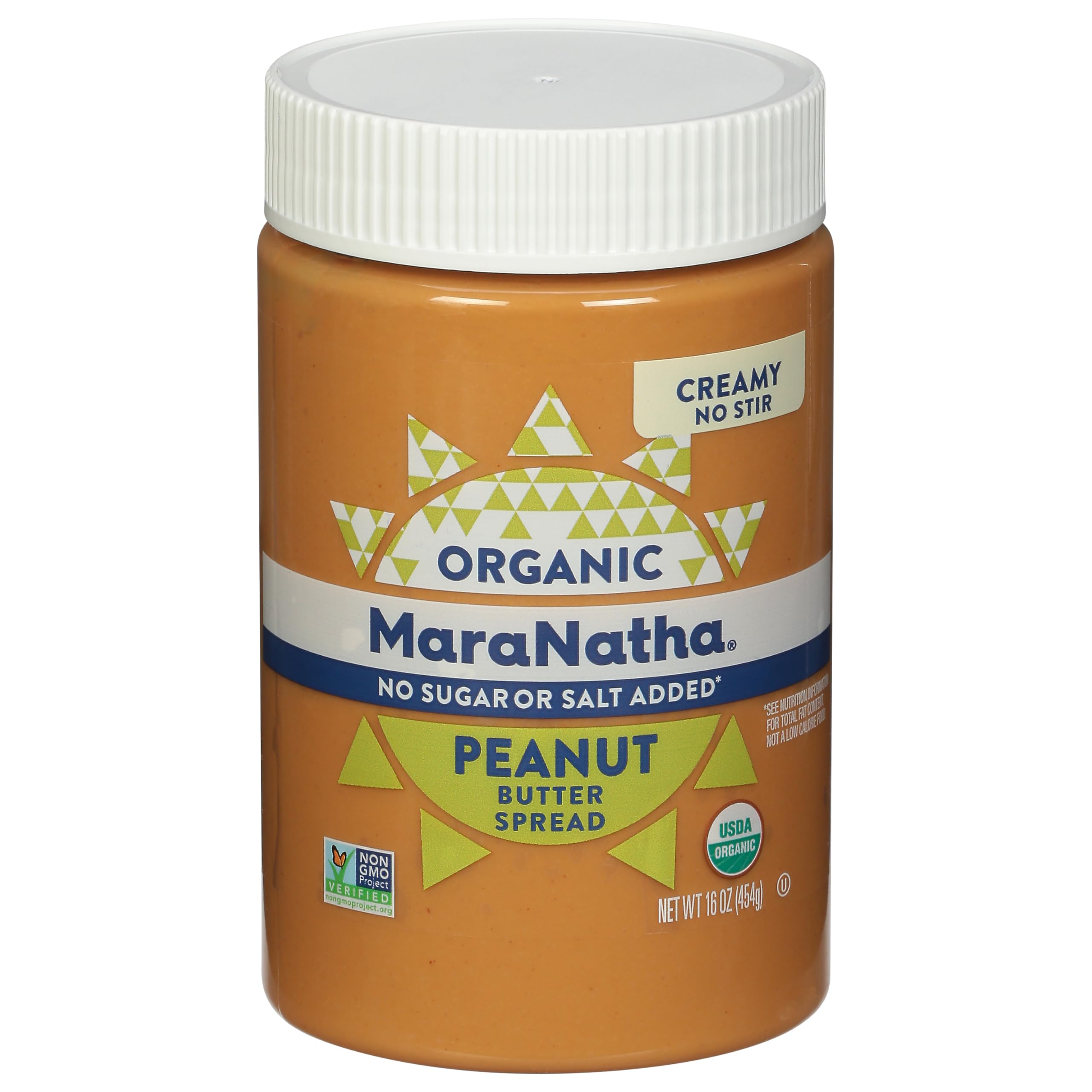 MaraNatha Organic Creamy Peanut Butter Spread no-stir jar, ideal for quick spreads.