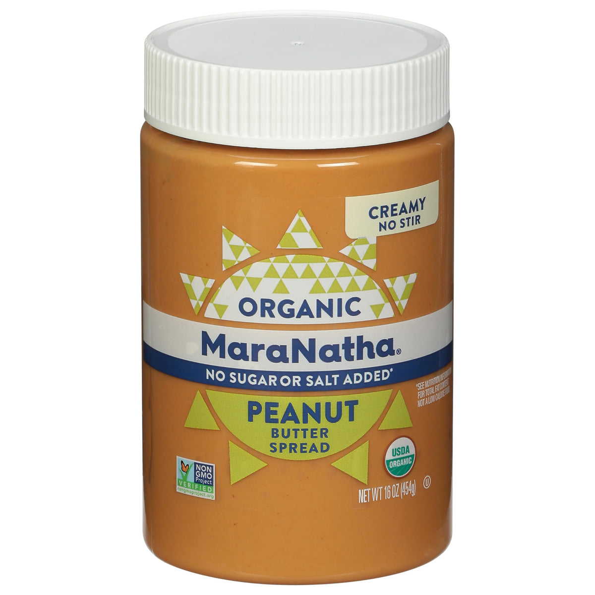 MaraNatha Organic Creamy Peanut Butter Spread no-stir jar, ideal for quick spreads.