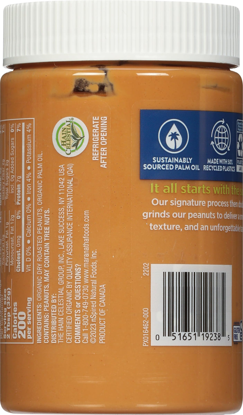 MaraNatha Organic Creamy Peanut Butter Spread on bread demonstrates versatile sandwich spread.