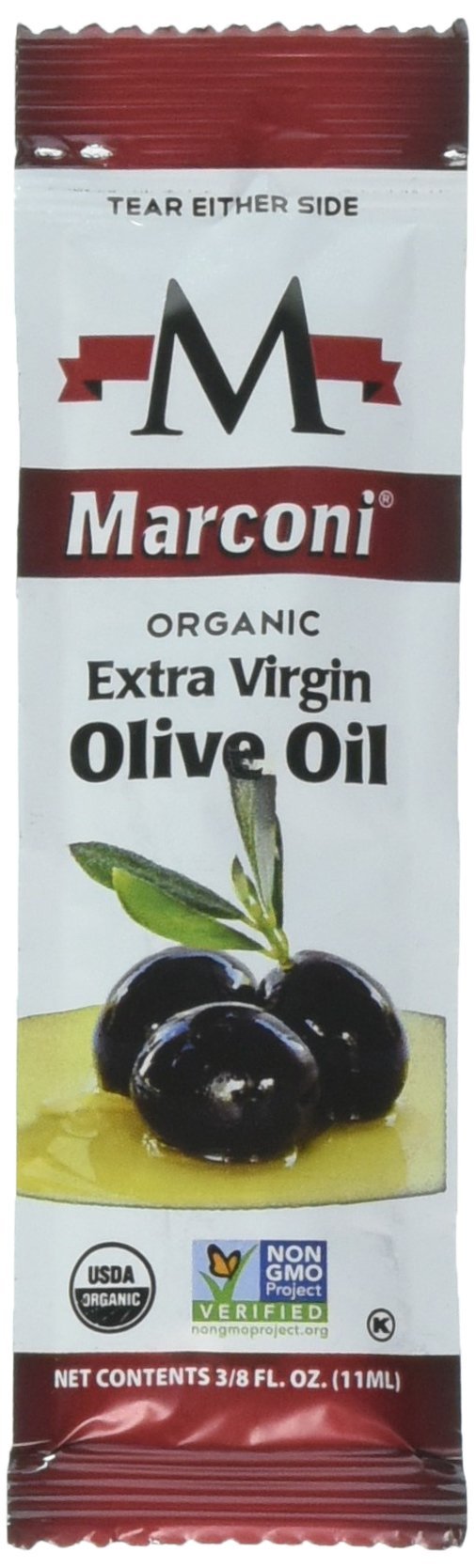 Marconi Organic EVOO packets in a 25-count pack for convenient, measured flavor on salads.