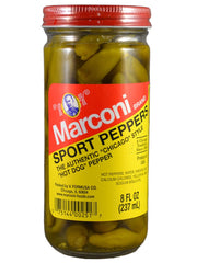 Marconi Pepper Hot Sport in a jar adds vibrant heat to hot dogs