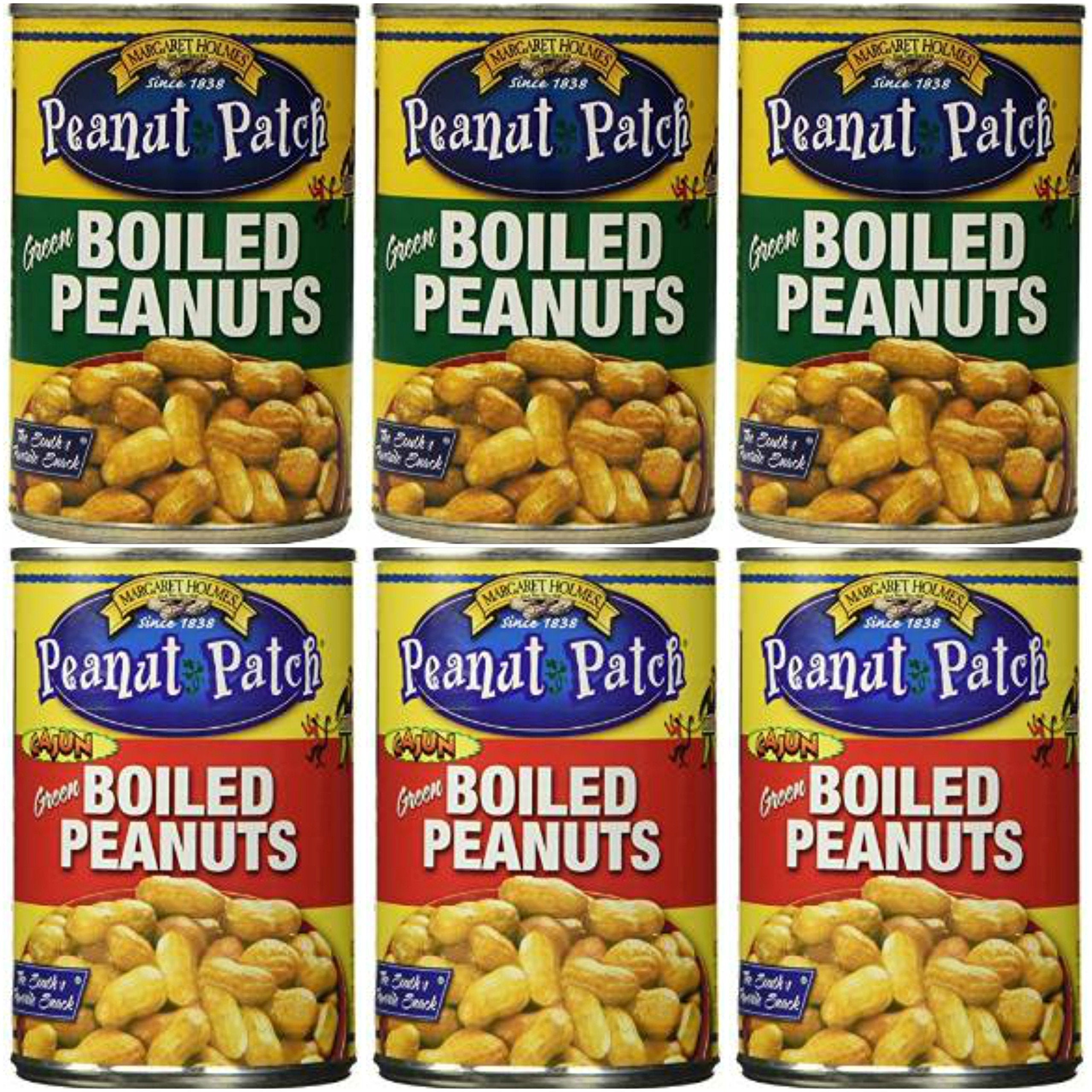 Margaret Holmes boiled peanuts regular 3-pack, ready for on-the-go snacking.