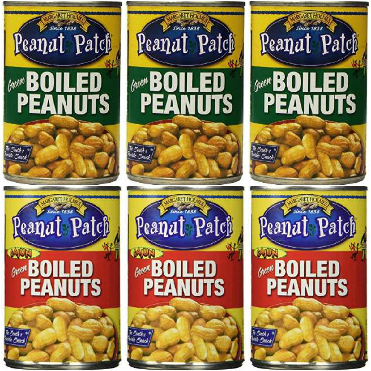 Margaret Holmes boiled peanuts regular 3-pack, ready for on-the-go snacking.