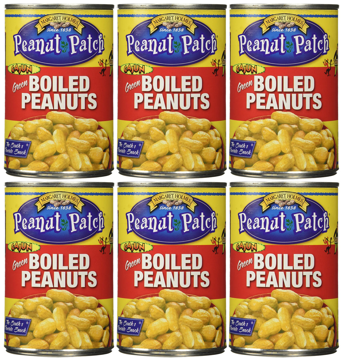 Margaret Holmes Cajun-style boiled peanuts pack-6; savory, shareable snack for parties and gatherings.