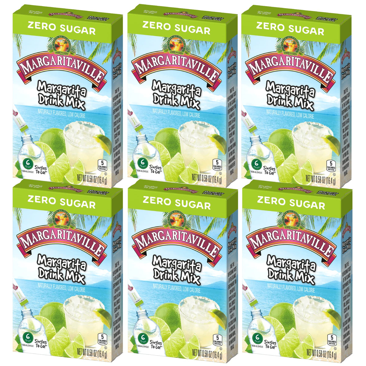 Margaritaville Singles To Go boxes arranged for stocking and entertaining guests.