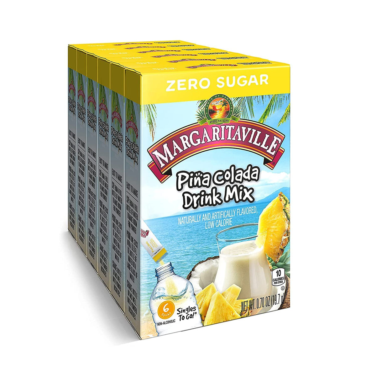 Margaritaville Singles To Go Pina Colada stick pour offers a tropical refresh.