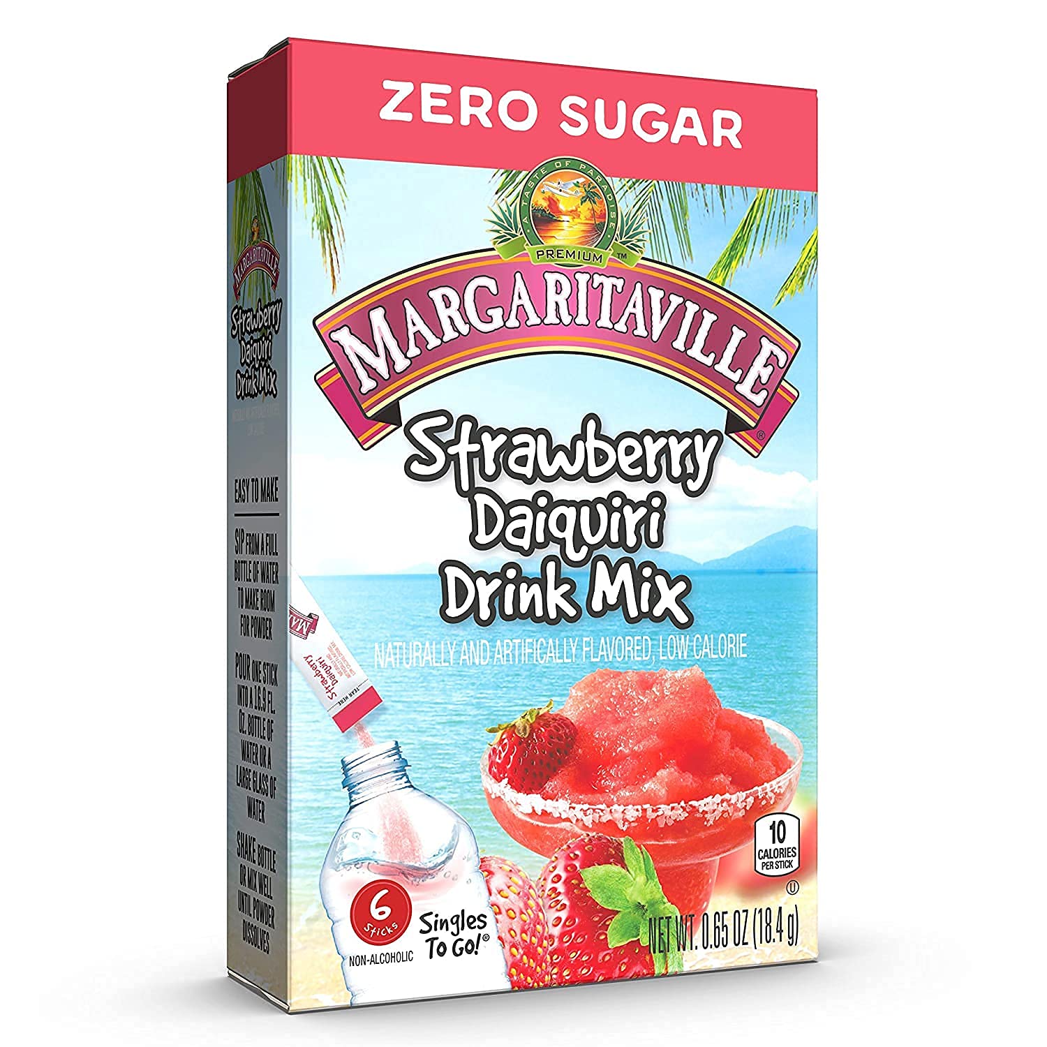 Margaritaville Strawberry Daiquiri stick package ideal for travel or office breaks
