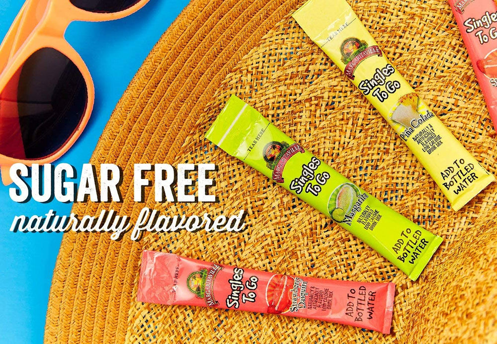 Margaritaville stick shows low calories and caffeine-free composition