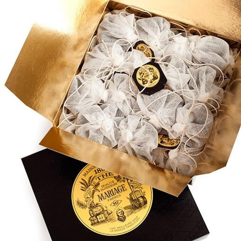 Mariage Frères Marco Polo muslin sachet packaging highlighting cotton bags