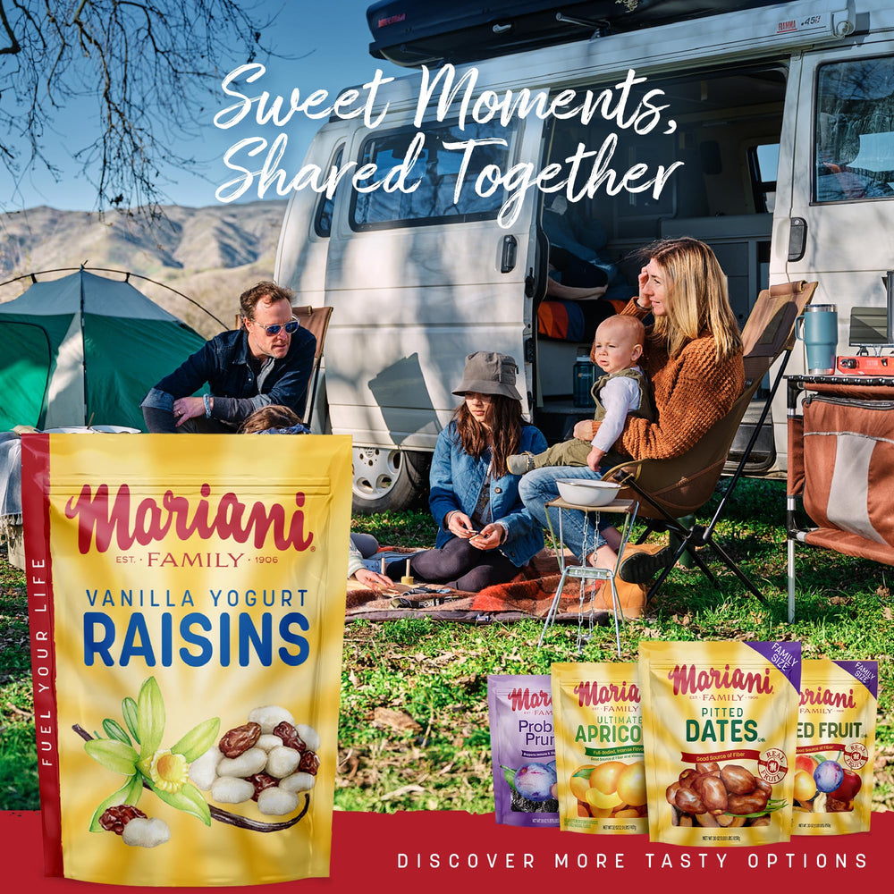 Mariani Vanilla Yogurt Covered Raisins on-the-go collection conveys convenient snack options