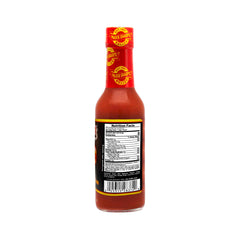 Marie Sharp's Belizean Heat sauce ingredients on the label close-up for freshness.