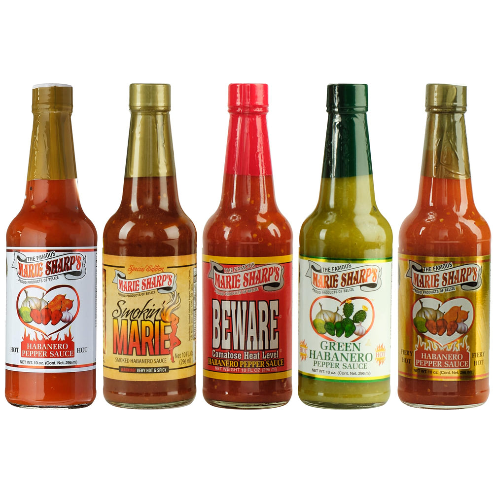 Marie Sharp's Hot Hab bottle for bold heat on wings and tacos.