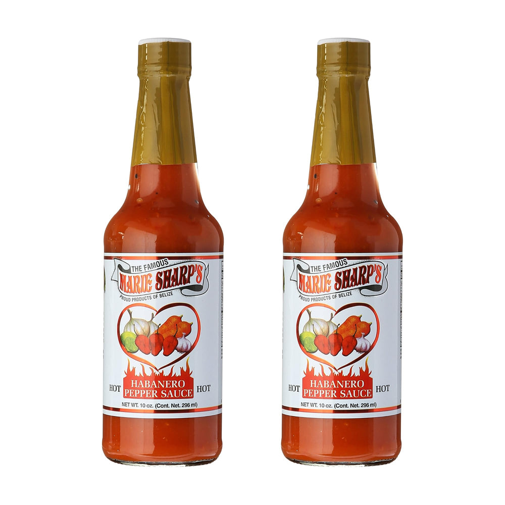 Marie Sharp's Hot Habanero Sauce bottle showcases bold Belizean flavor for everyday meals.