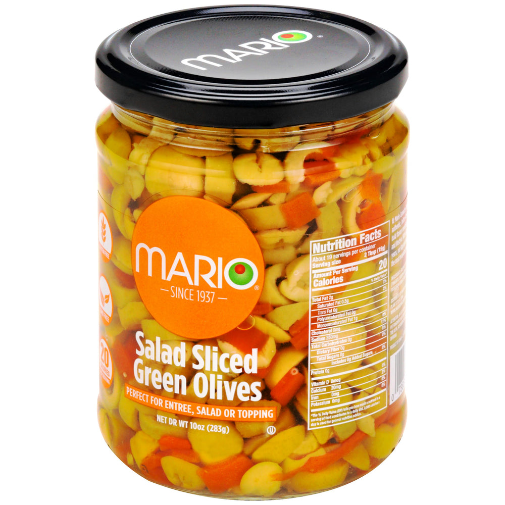 Sliced olives ready to toss into pasta salad or bowls.