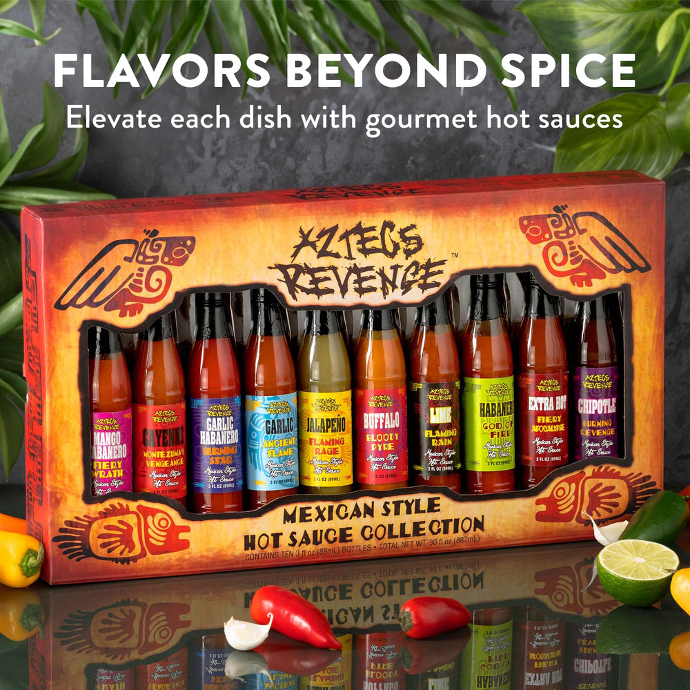 Aztecs Revenge flavor lineup close-up highlights bold heat