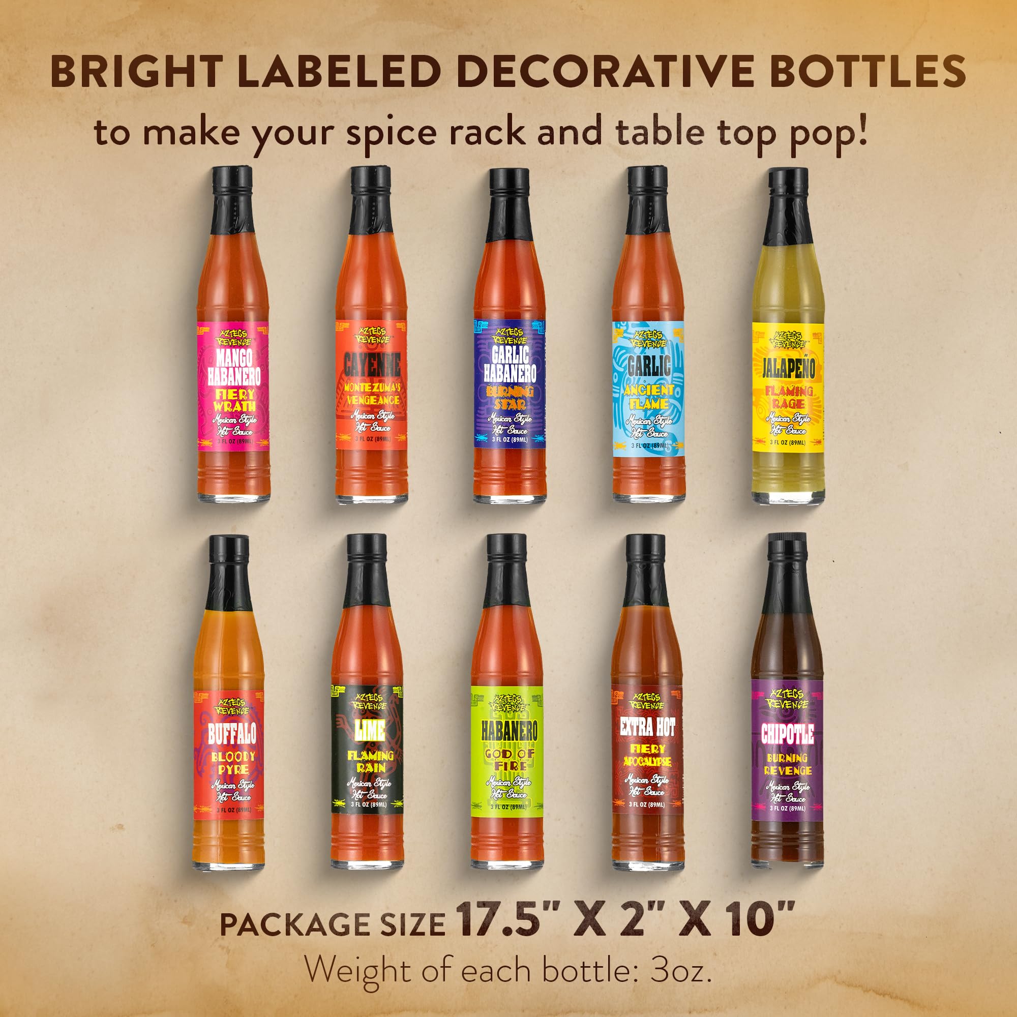 Aztecs Revenge travel-size bottles ideal for on-the-go meals