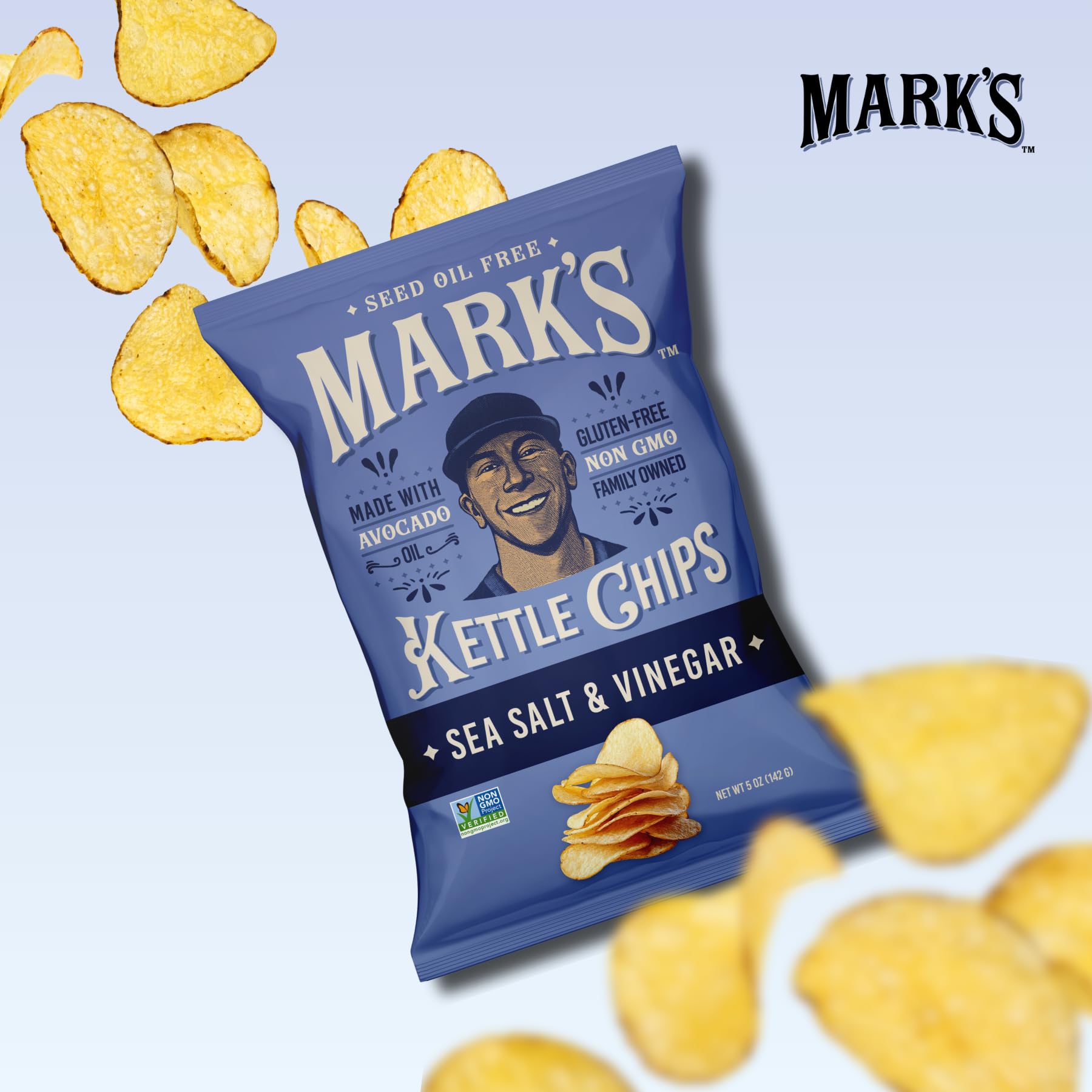 Mark's avocado-oil chips plated for tasting and social gathering.