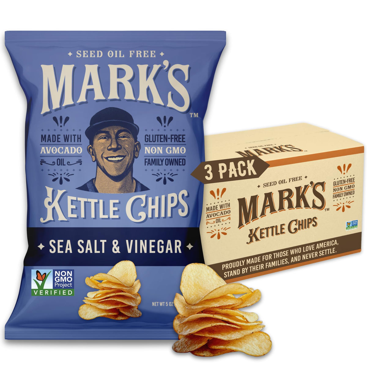Mark's avocado oil chips sea salt vinegar in a pack offer crisp flavor with clean ingredients.