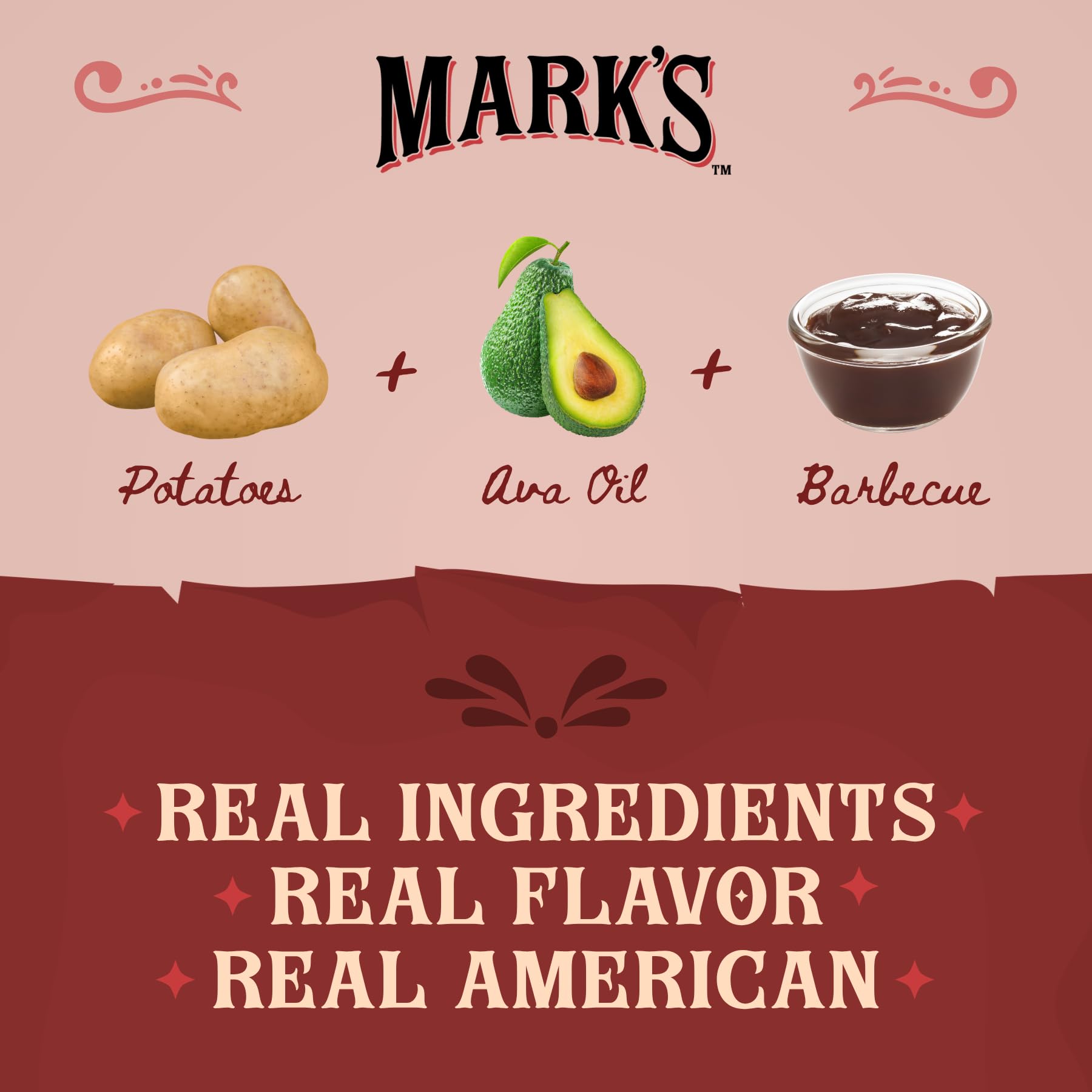 Sealed bag of Mark's BBQ chips emphasizes freshness for snacking.