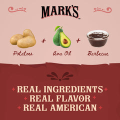 Sealed bag of Mark's BBQ chips emphasizes freshness for snacking.
