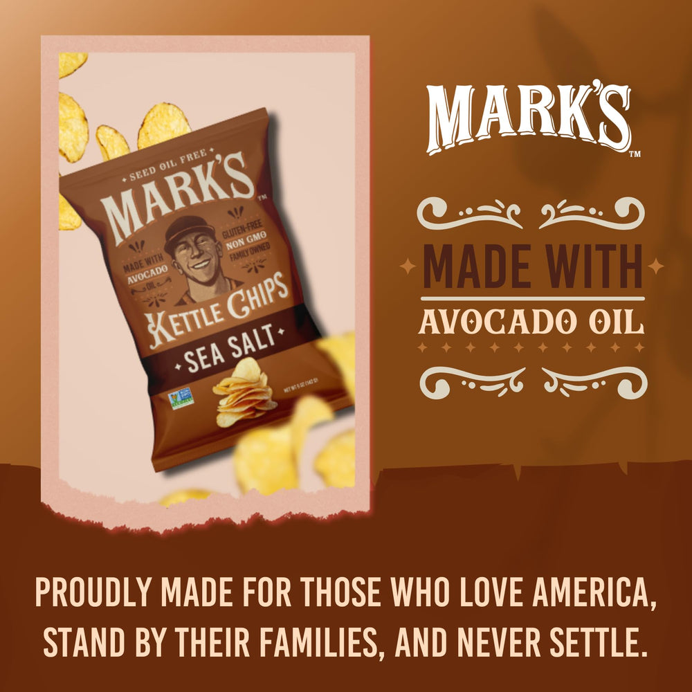 Mark's sea salt chips on picnic table suggests convenient, wholesome snacking