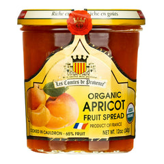 MARKY'S Apricot Jam jar shows rich 65% fruit content for natural sweetness, ideal on toast.