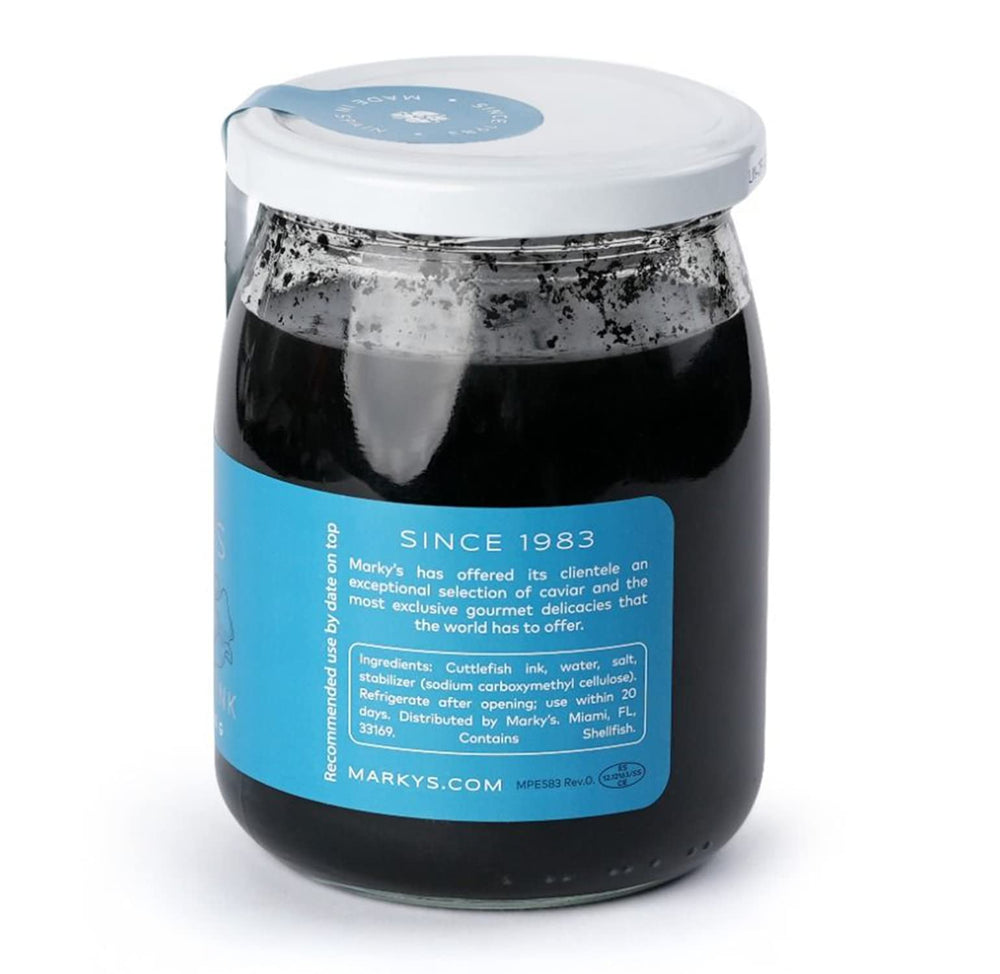 MARKY'S calamari ink paella color delivers dramatic presentation with ocean-savory notes