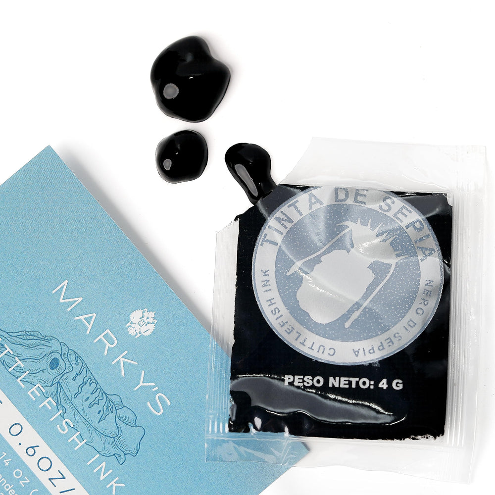MARKY'S ink texture close-up reveals deep umami hues suitable for risotto or pasta.