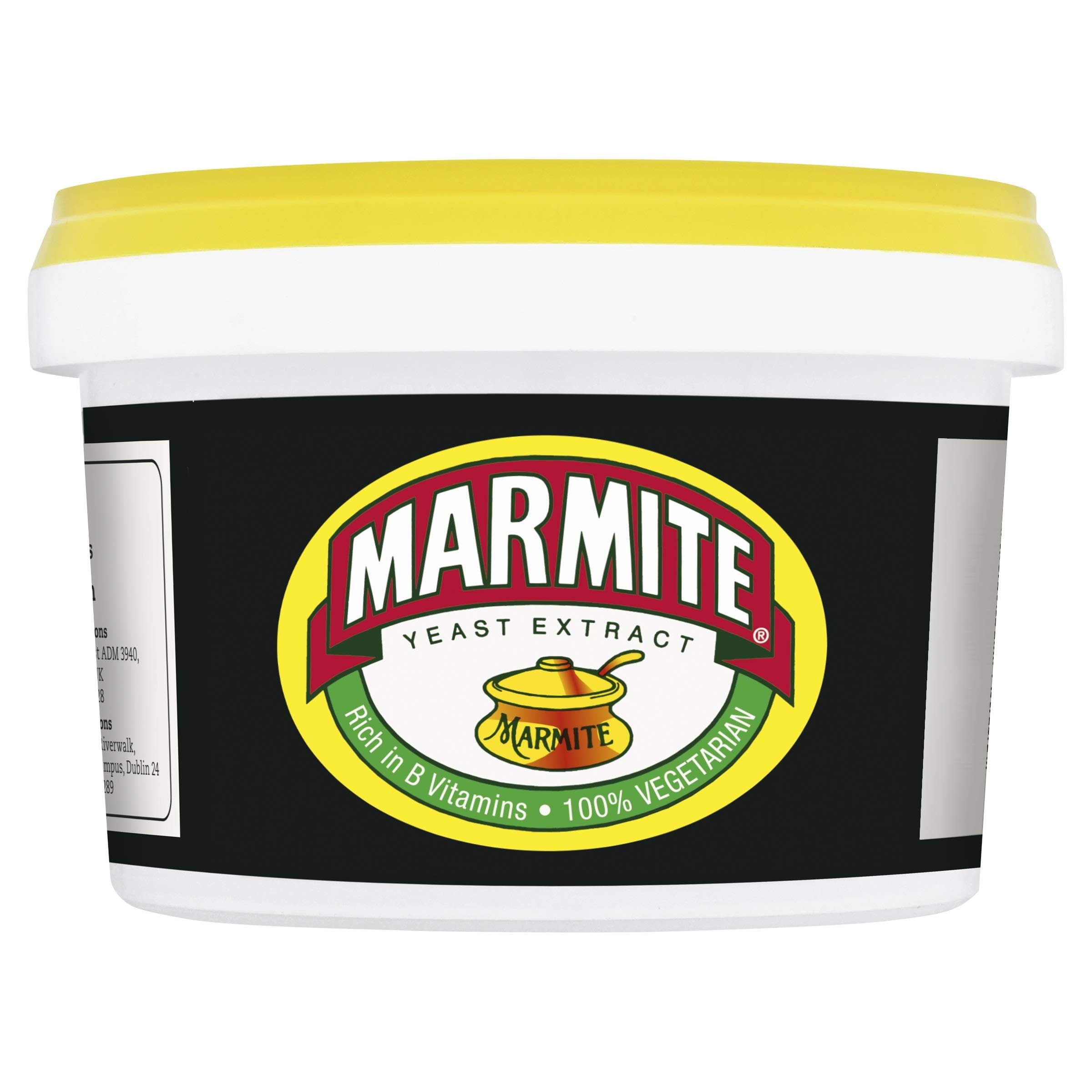 Marmite 600g tub front view, a pantry essential