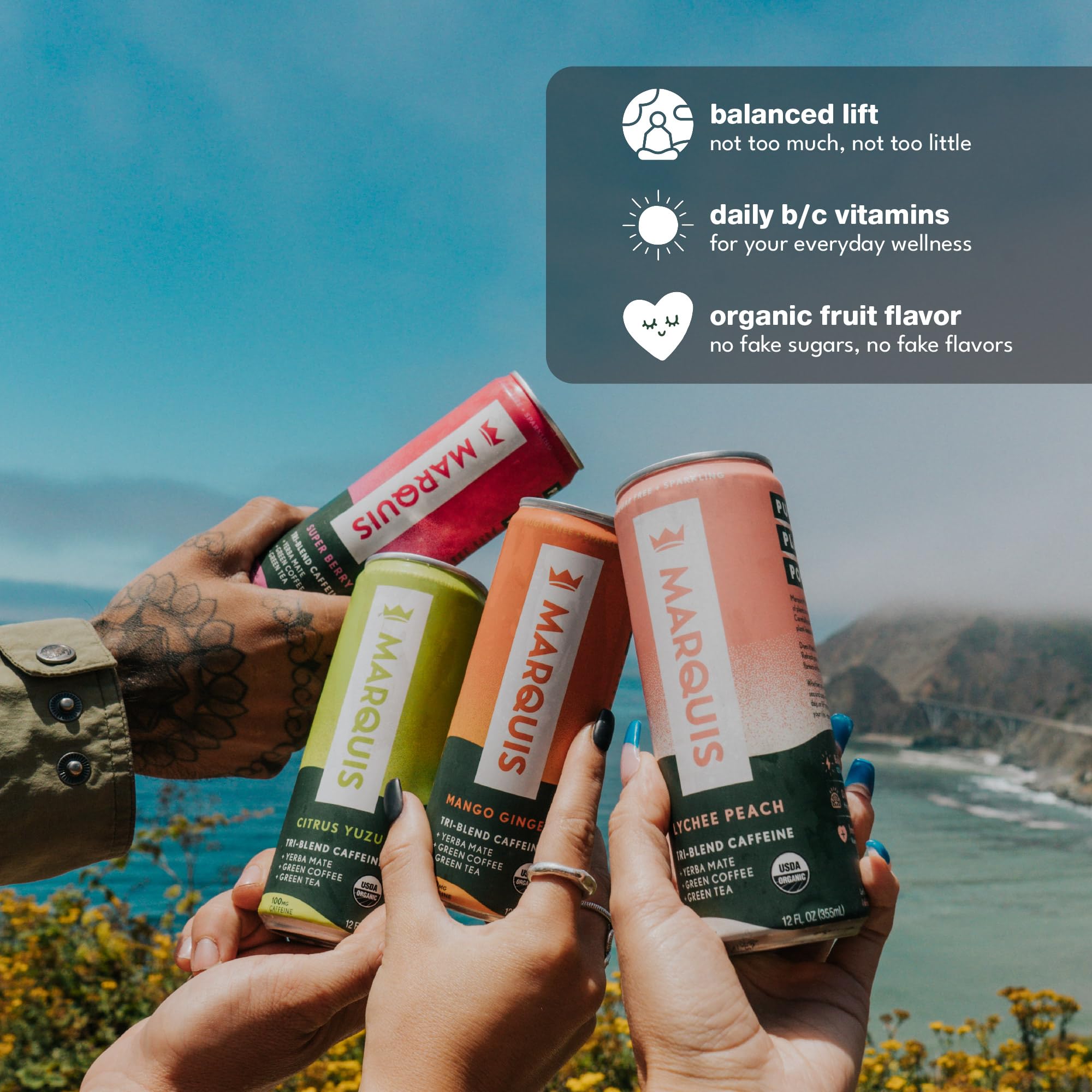 Marquis sugar-free energy can is keto-friendly and low-cal.