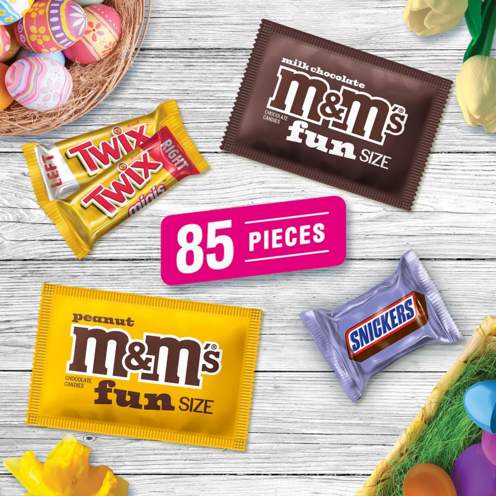 85-piece bulk Easter candy assortment in pastel wrappers enhances Egg hunts.
