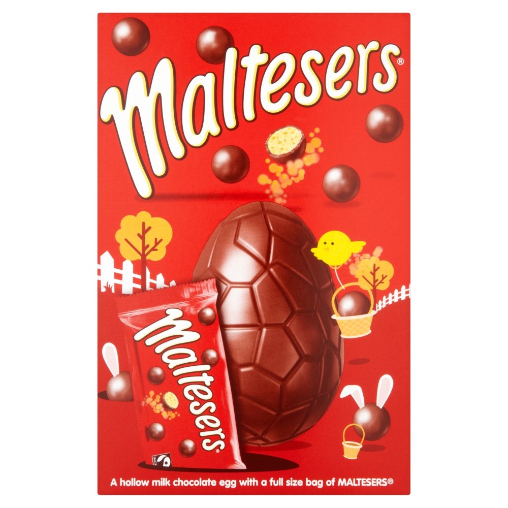 Mars Maltesers Easter Egg with milk chocolate shell and Maltesers inside, ideal for gifting.