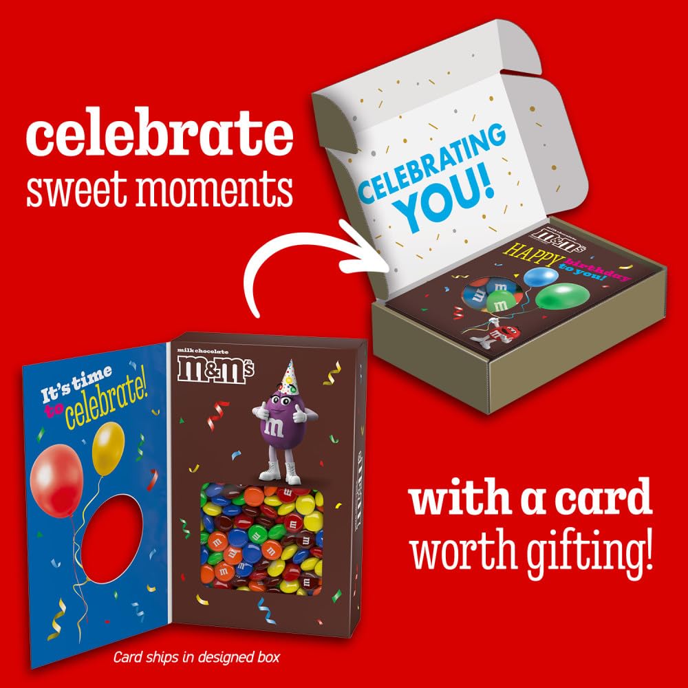 Mars M&M'S gift box featuring a festive balloon design for birthdays.