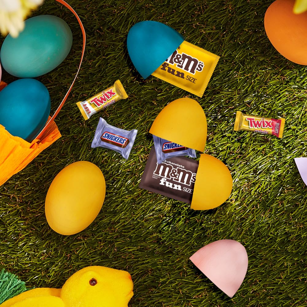 Colorful individually wrapped chocolates light up baskets and spring desserts.
