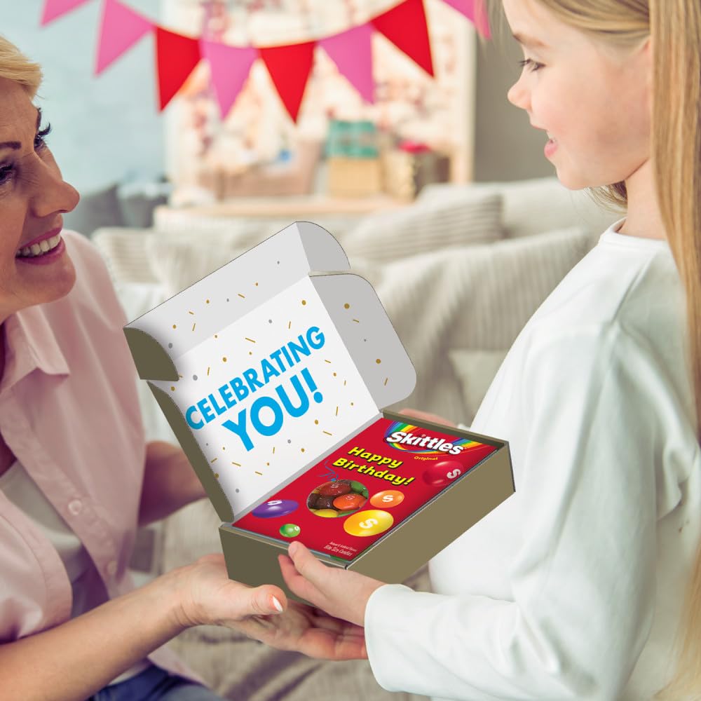 Mars SKITTLES gift box with balloon design evokes festive birthday vibes
