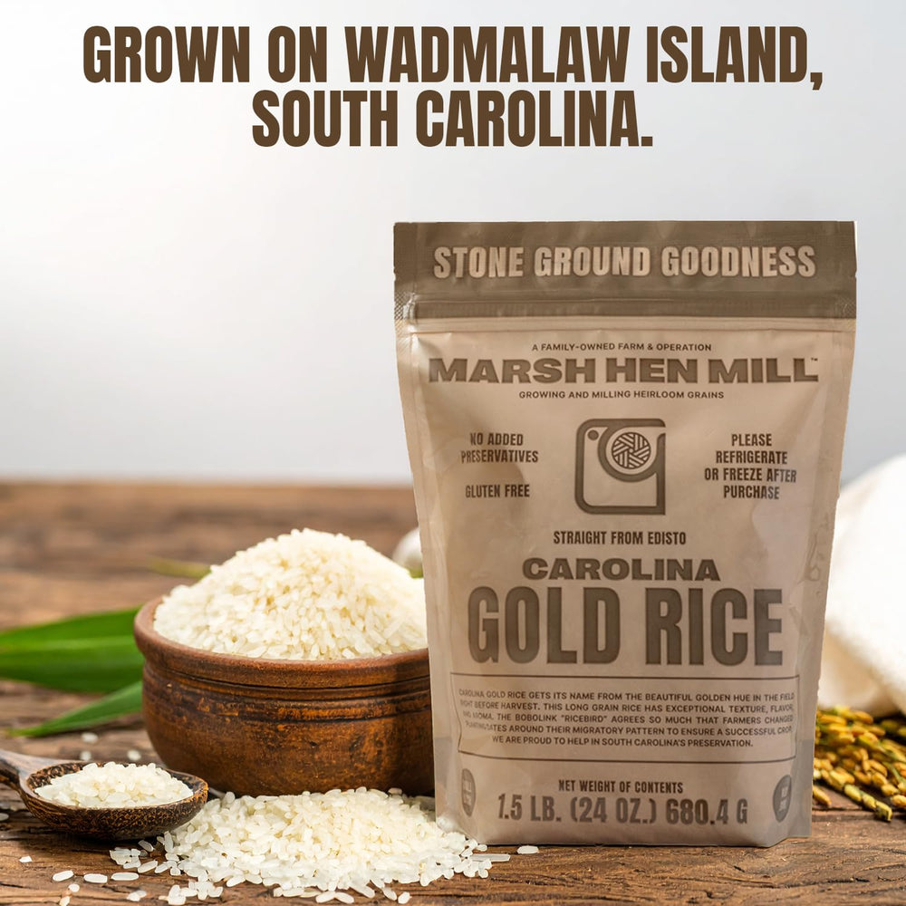Gourmet dish featuring Marsh Hen Mill Carolina Gold Rice.