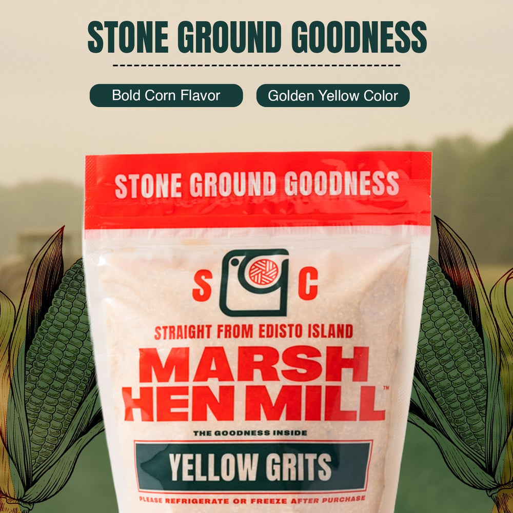 Gluten-free Marsh Hen Mill Sea Island Yellow Grits label for versatile cooking