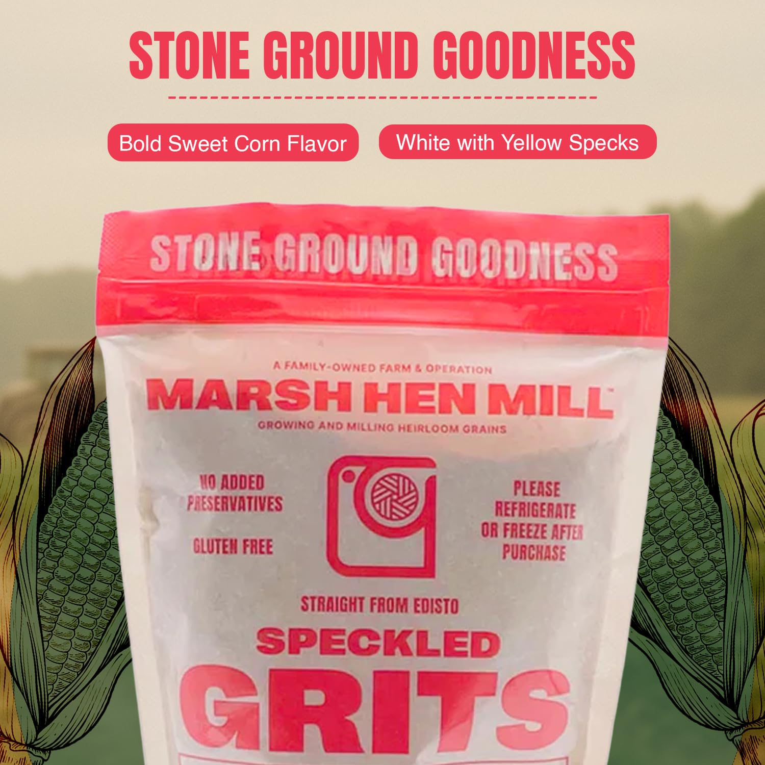 Gluten-free Marsh Hen Mill Speckled Grits as a versatile cooking base.