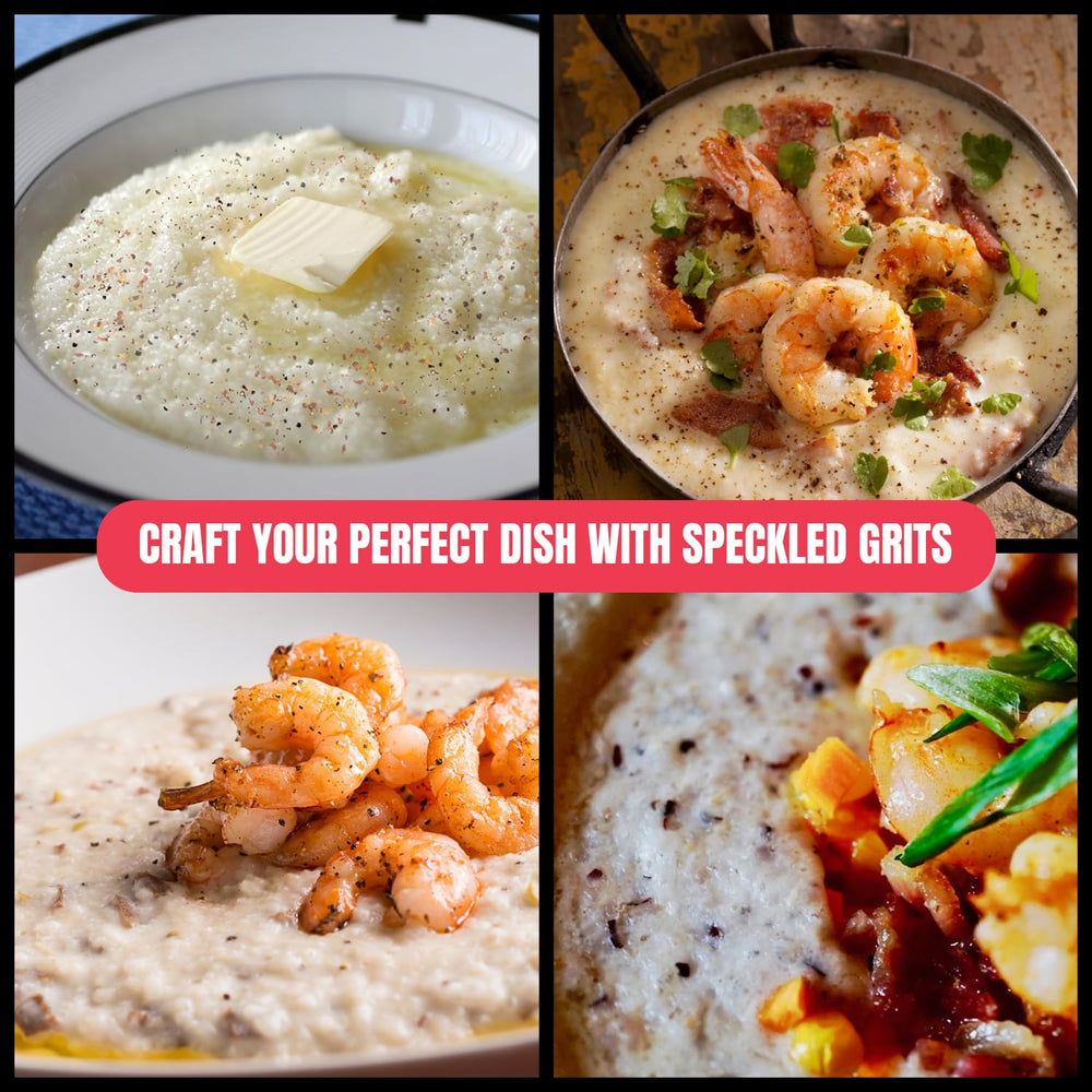 24 oz Marsh Hen Mill Speckled Grits package ready to use.