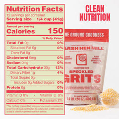 Stone-ground Marsh Hen Mill Speckled Grits preserve natural corn flavor.