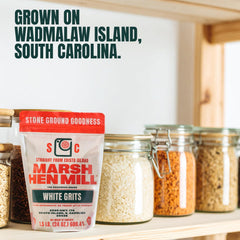 Marsh Hen Mill White Grits smooth texture close-up shows natural sweetness from white corn