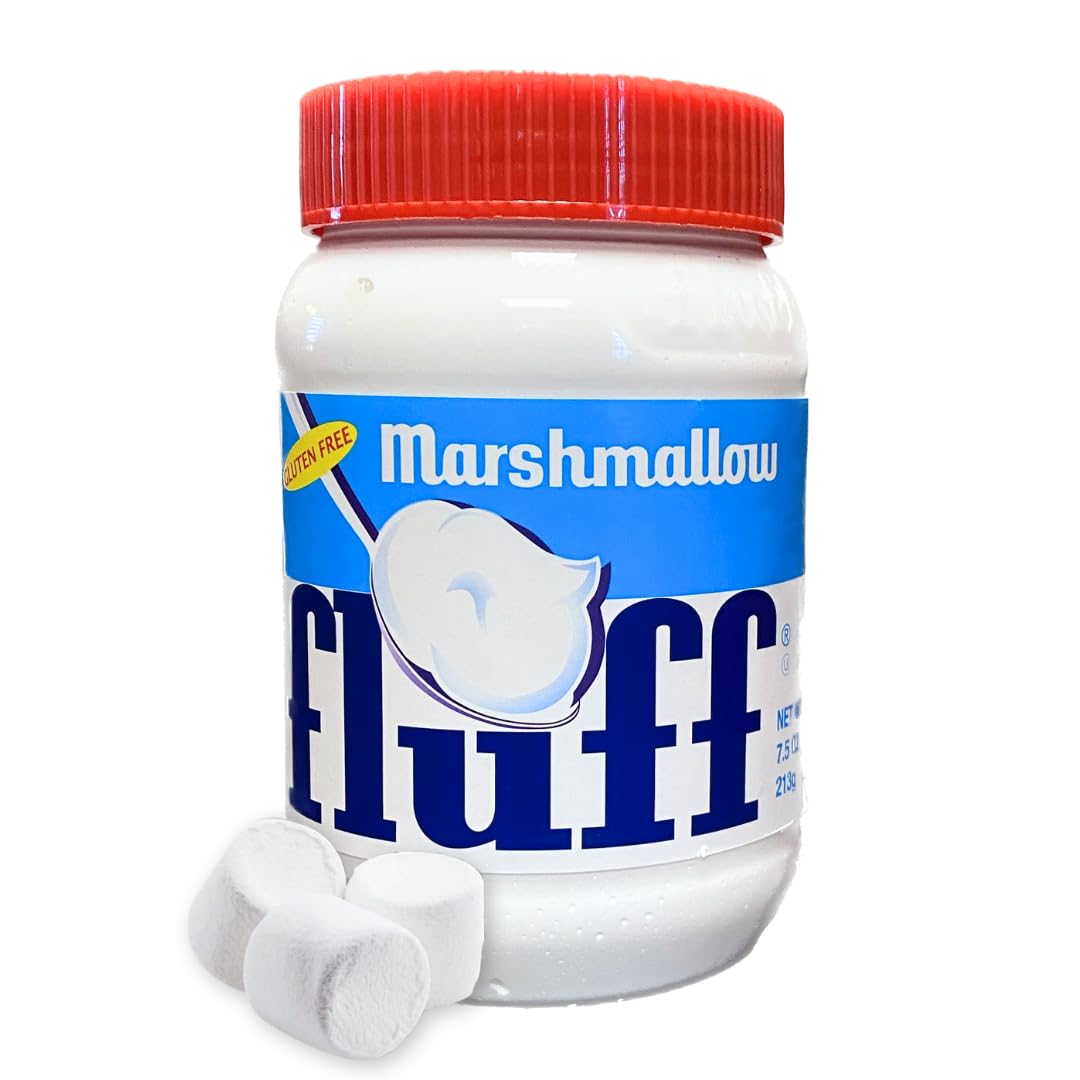 Marshmallow Fluff Classic Original jar with smooth spreadable texture for quick breakfasts.