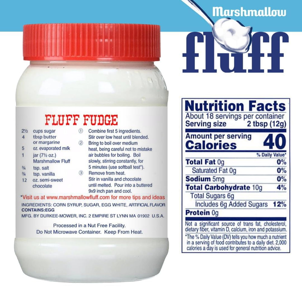 Marshmallow Fluff spread closeup scoop showing creamy texture for treats