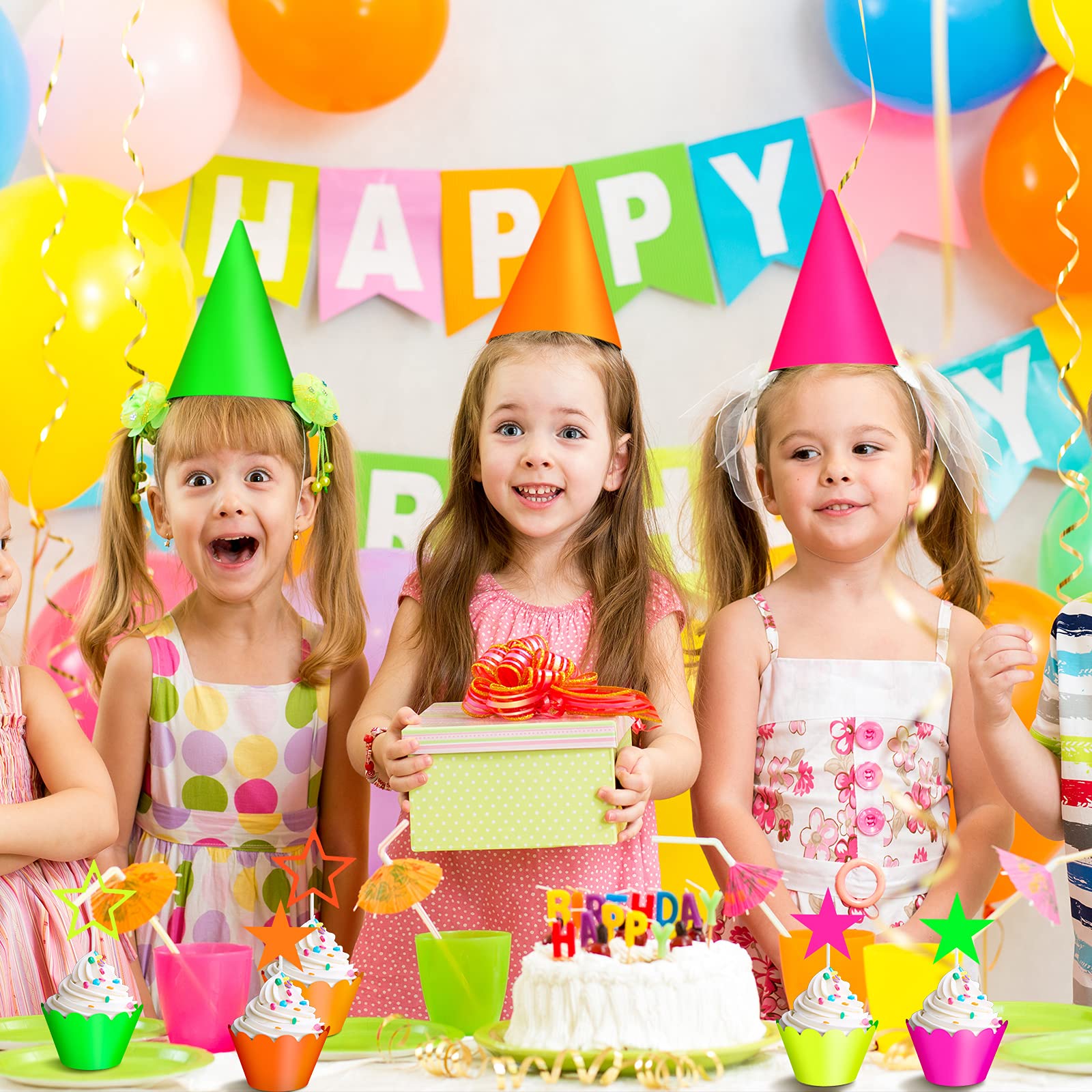 Marspark neon cake toppers stars add eye-catching accents for glowing desserts