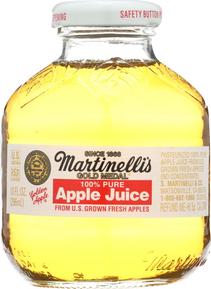 Martinelli's Apple Juice bottle on a bright kitchen counter, ideal for family meals.